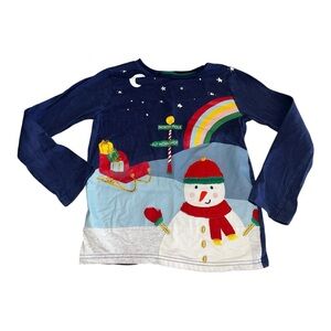 Mini Boden Snowman Christmas Scene Shirt